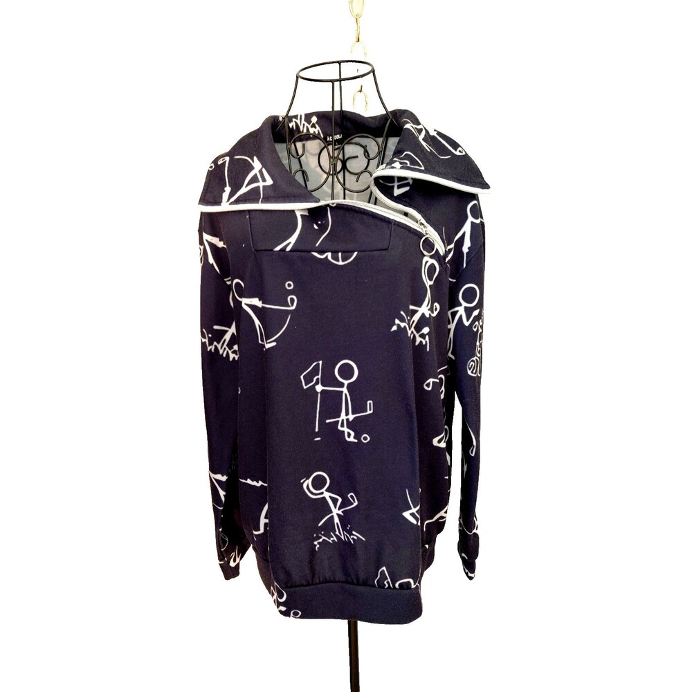 Acegolfs Womens Sz L Long Sleeve Lightweight Sweatshirt Golfers Dark Navy Blue